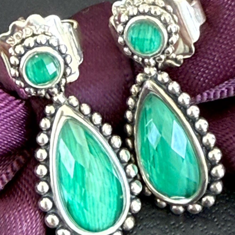 LAGOS Malachite, Sterling & 14kt Teardrop Earrings